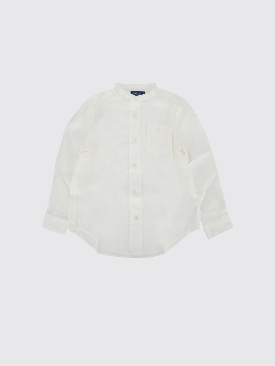 POLO RALPH LAUREN Boy's Slim Fit Linen Shirt with Mandarin Collar