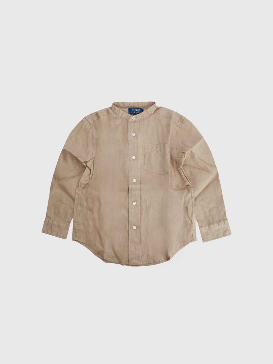 POLO RALPH LAUREN Boy's Slim Fit Linen Shirt with Mandarin Collar