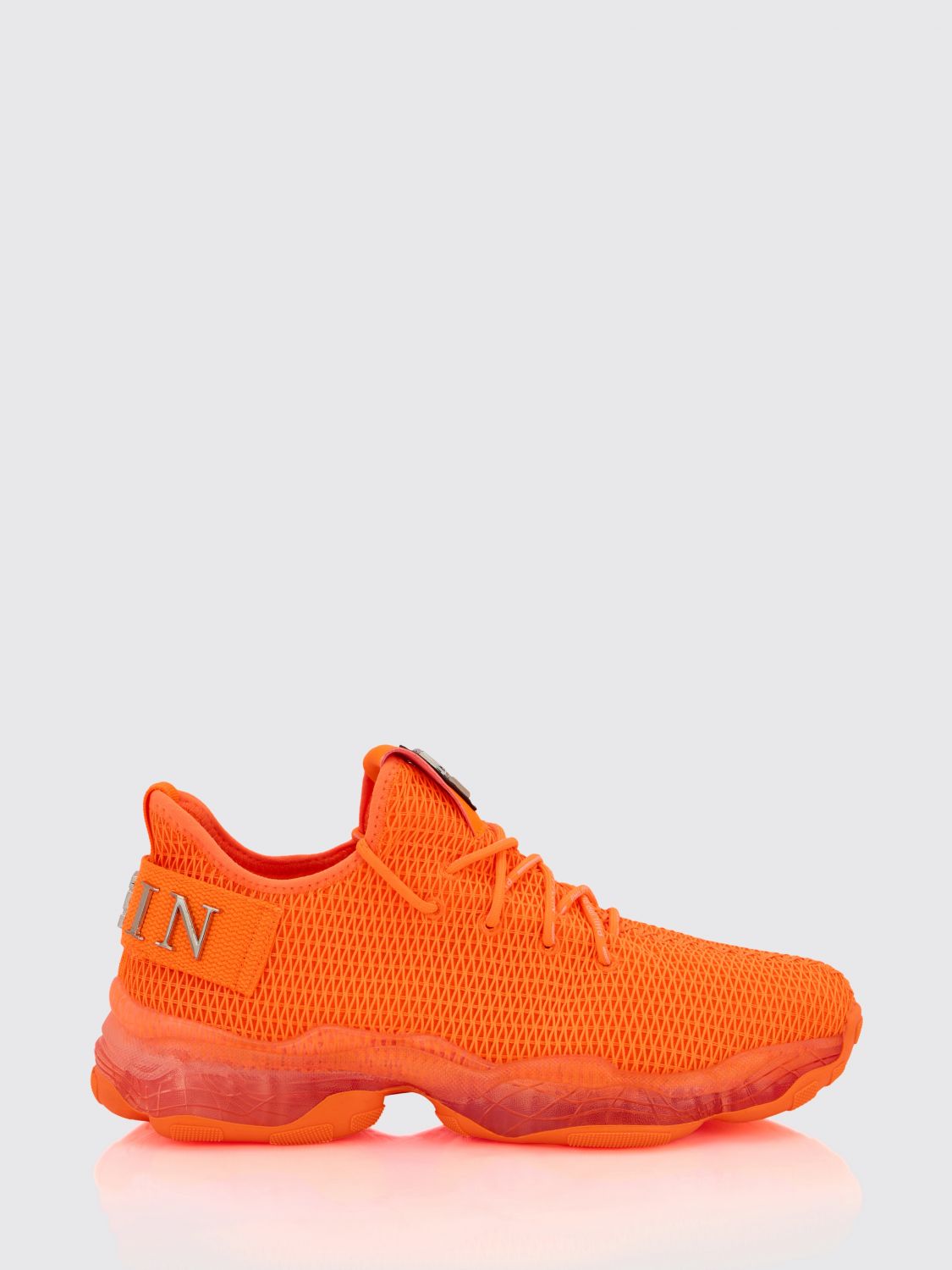 PHILIPP PLEIN Low-Top Lace-Up Sneakers in Technical Knit Fabric with Logo