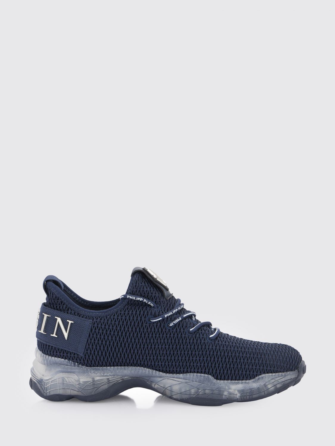 PHILIPP PLEIN Sneakers basse stringate in tessuto tecnico a maglia con logo