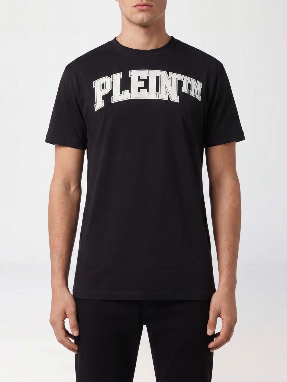PHILIPP PLEIN T-shirt in cotone con stampa logo lettering a contrasto sul davanti
