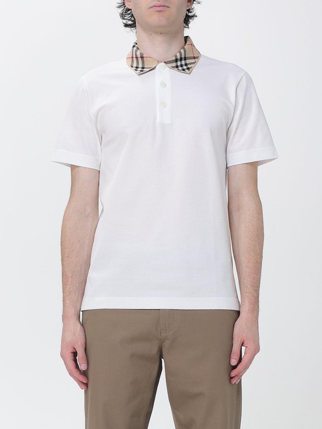 Burberry 撞色饰边短袖棉质 Polo 衫 In 白色