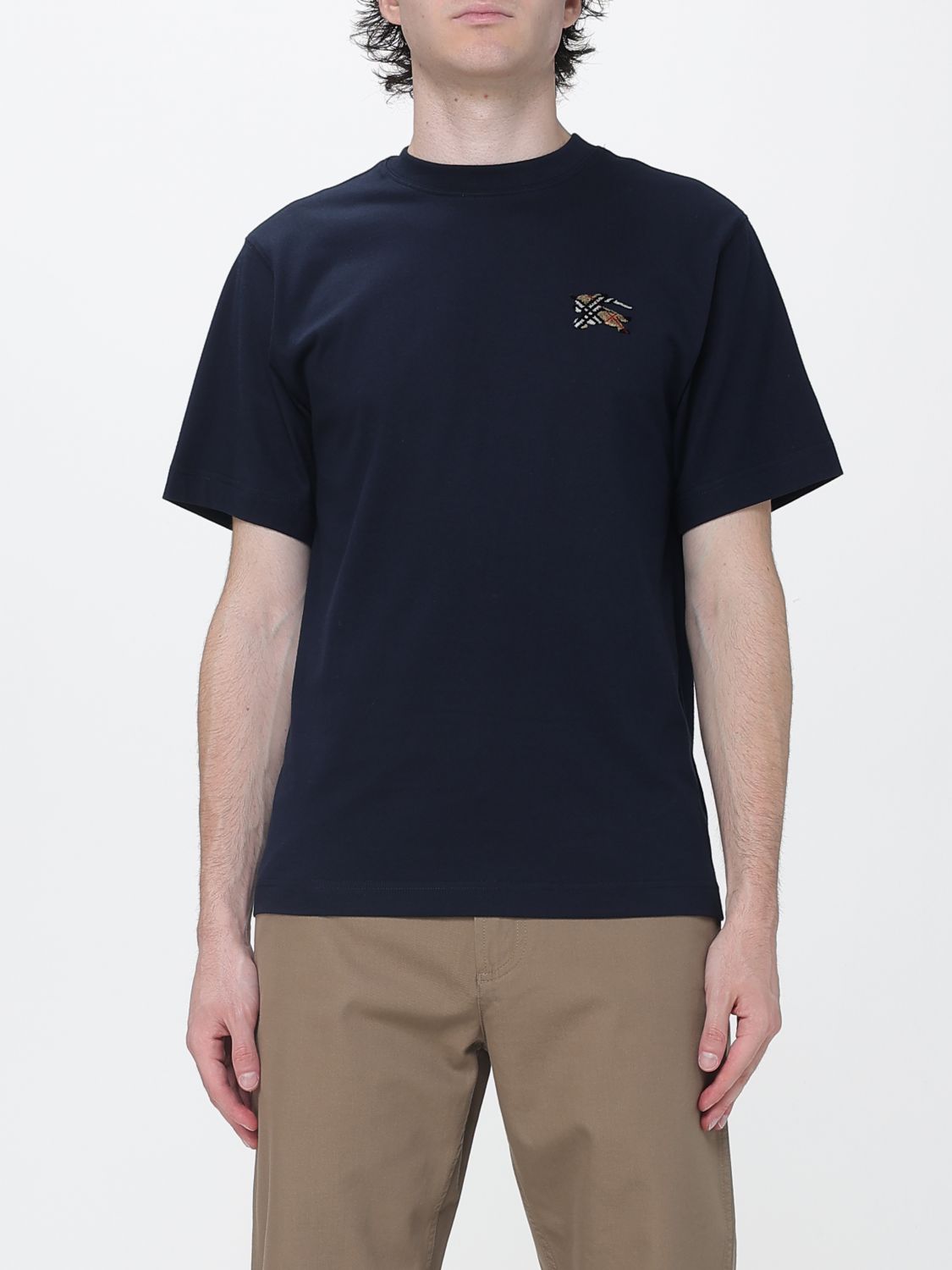 BURBERRY T-shirt girocollo in cotone con iconico logo Equestrian Knight