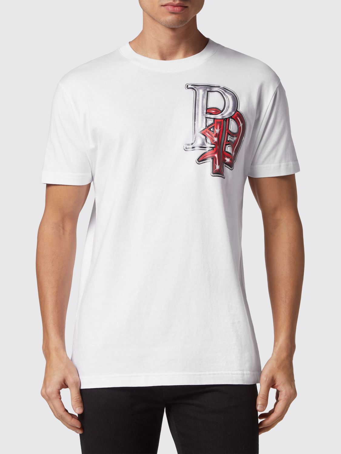 PHILIPP PLEIN T-shirt in cotone con stampa grafica e logo a contrasto sul retro