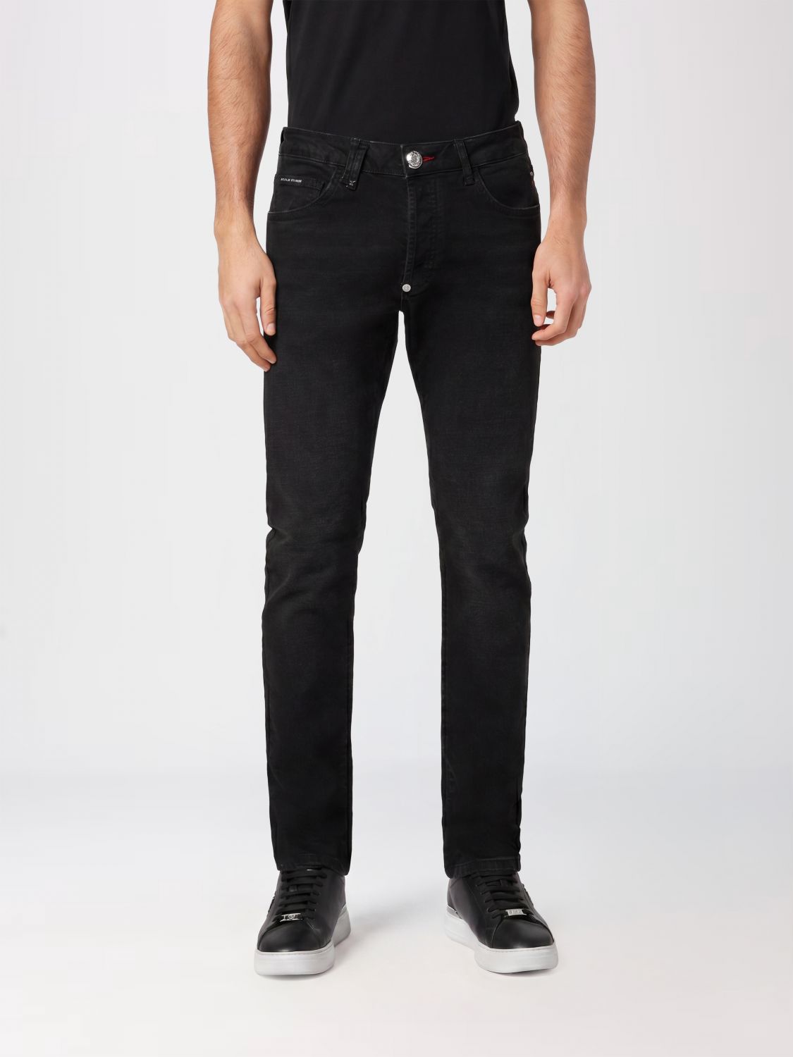 PHILIPP PLEIN Slim Fit Skinny Jeans in Cotton Denim with Metal Logo