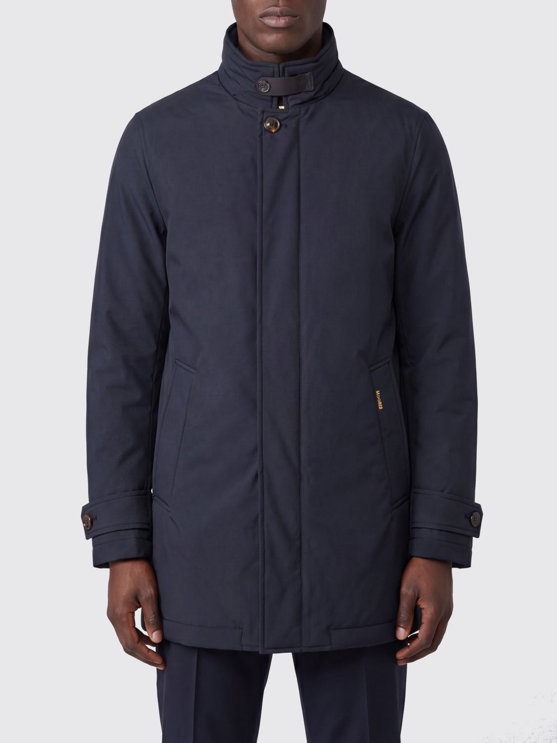 MOORER Cappotto monopetto Duca-L5 al ginocchio con collo alto traspirante