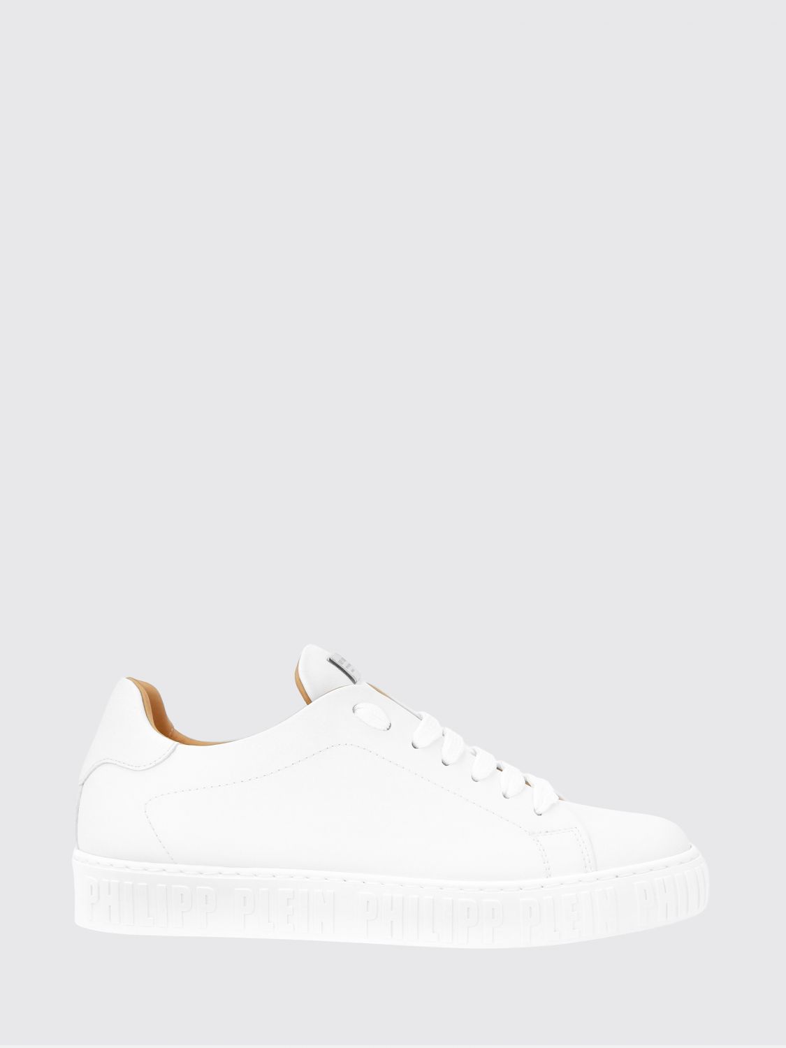 PHILIPP PLEIN Sneakers basse stringate in pelle liscia con logo applicato