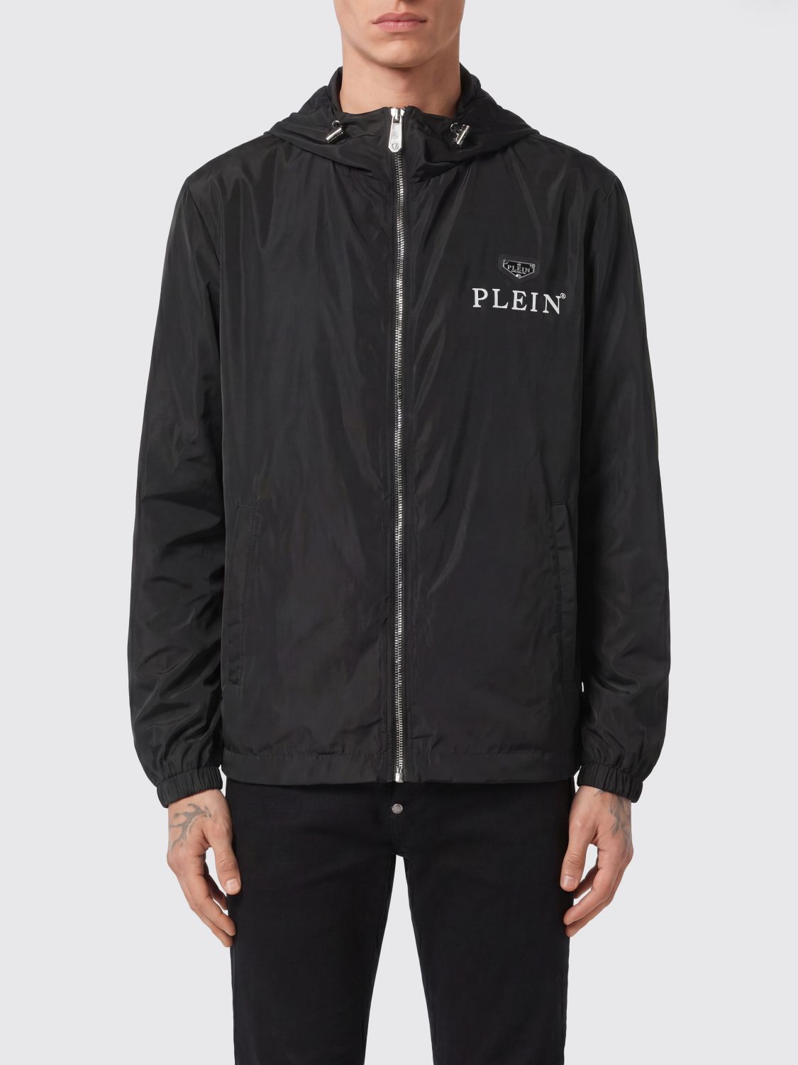 PHILIPP PLEIN Giacca a vento in tessuto tecnico con cappuccio e stampa logo