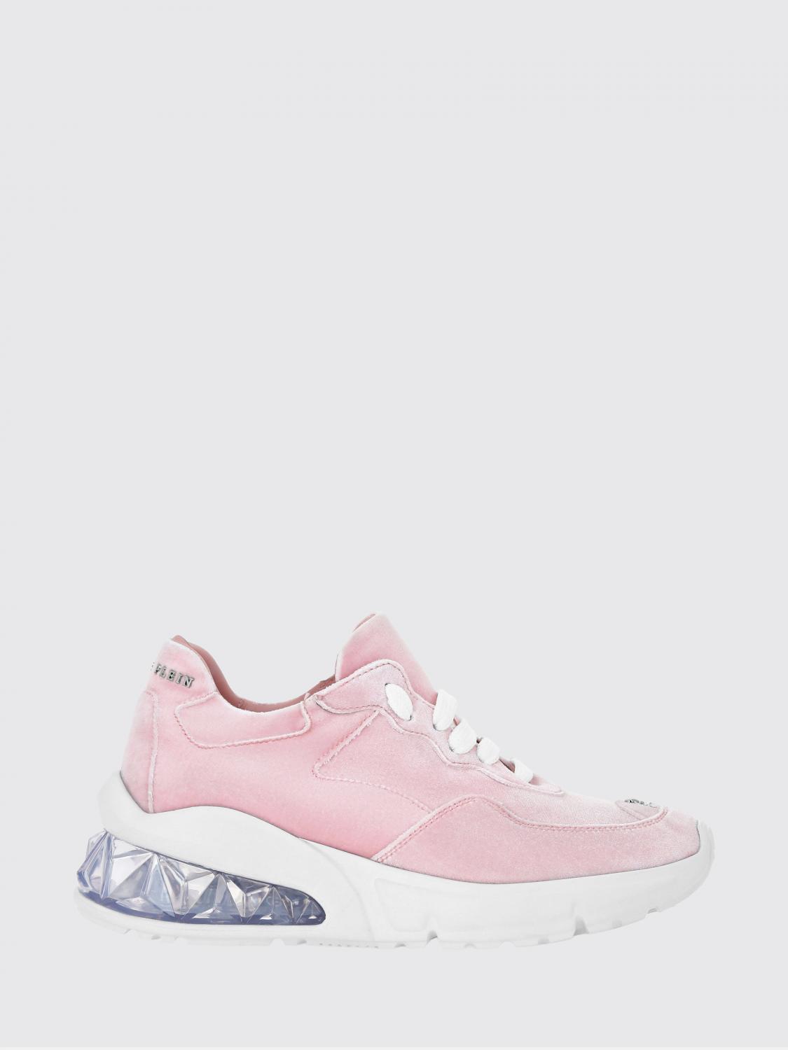PHILIPP PLEIN Sneakers basse in pelle e suede con logo posteriore a contrasto