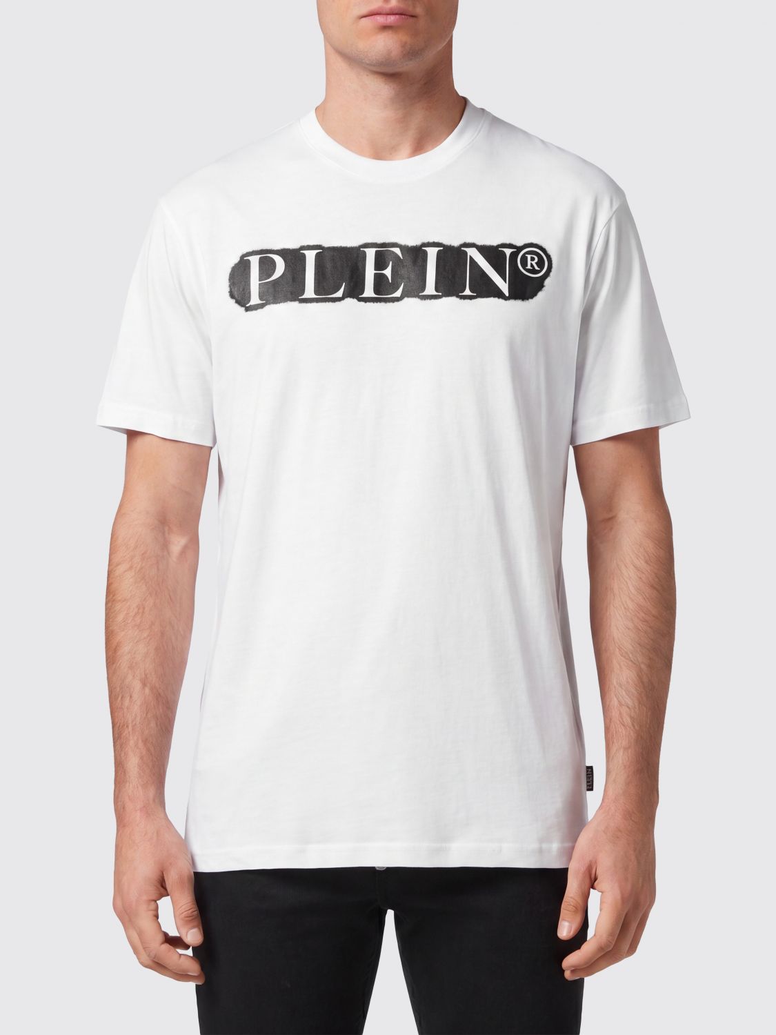 PHILIPP PLEIN T-shirt girocollo in cotone con stampa logo lettering a contrasto