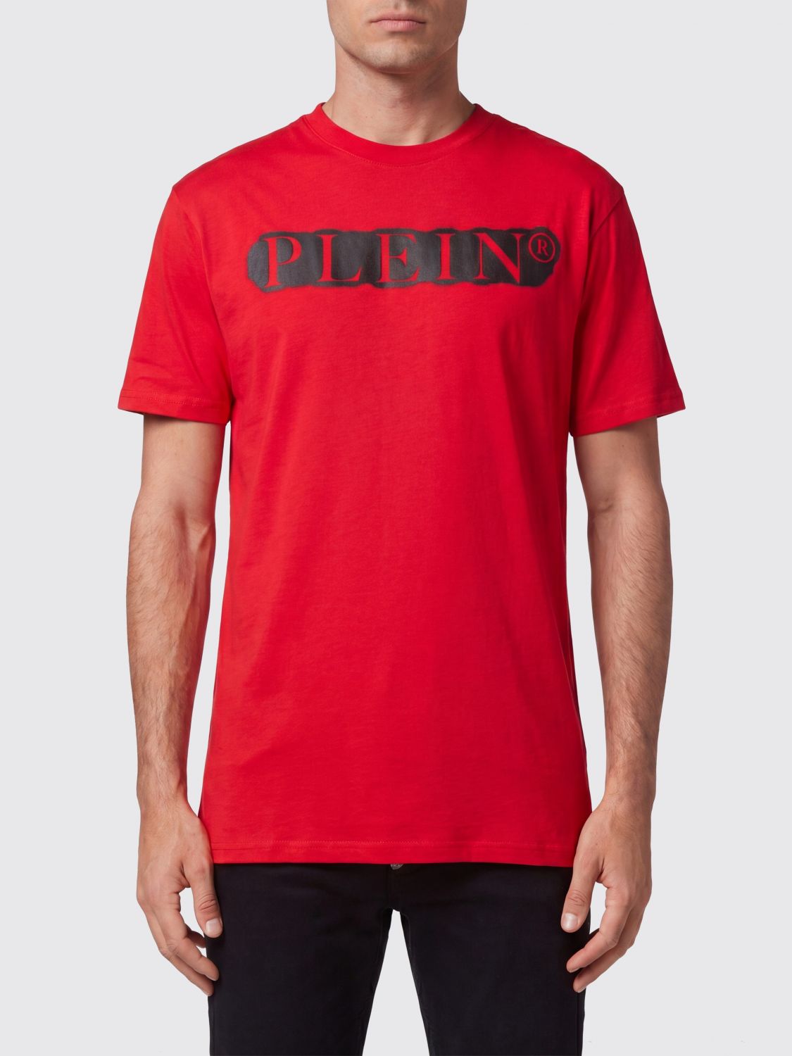 PHILIPP PLEIN T-shirt girocollo in cotone con stampa logo lettering a contrasto