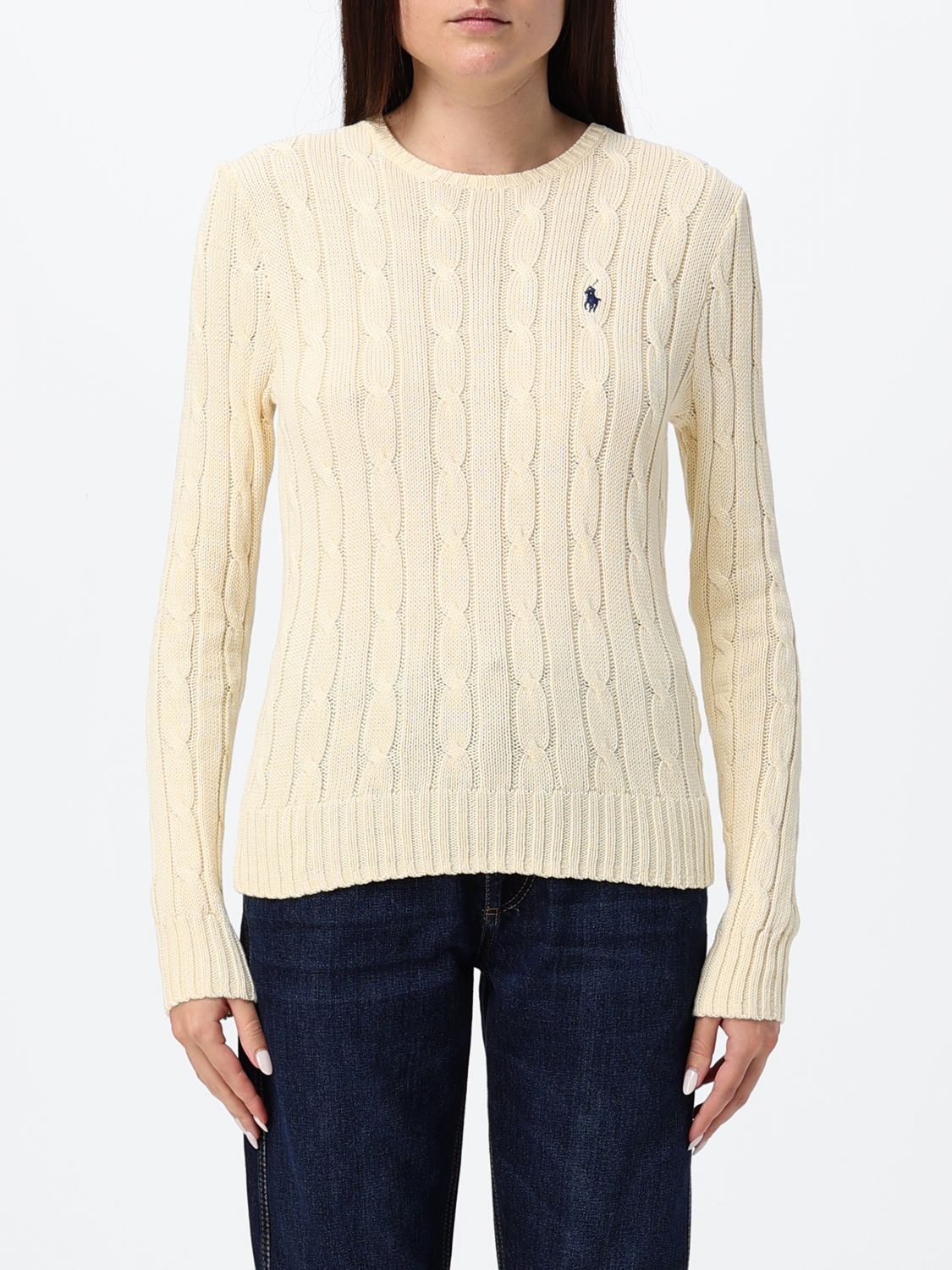 POLO RALPH LAUREN Slim Fit Crewneck Jumper in Cotton with Embroidered Logo