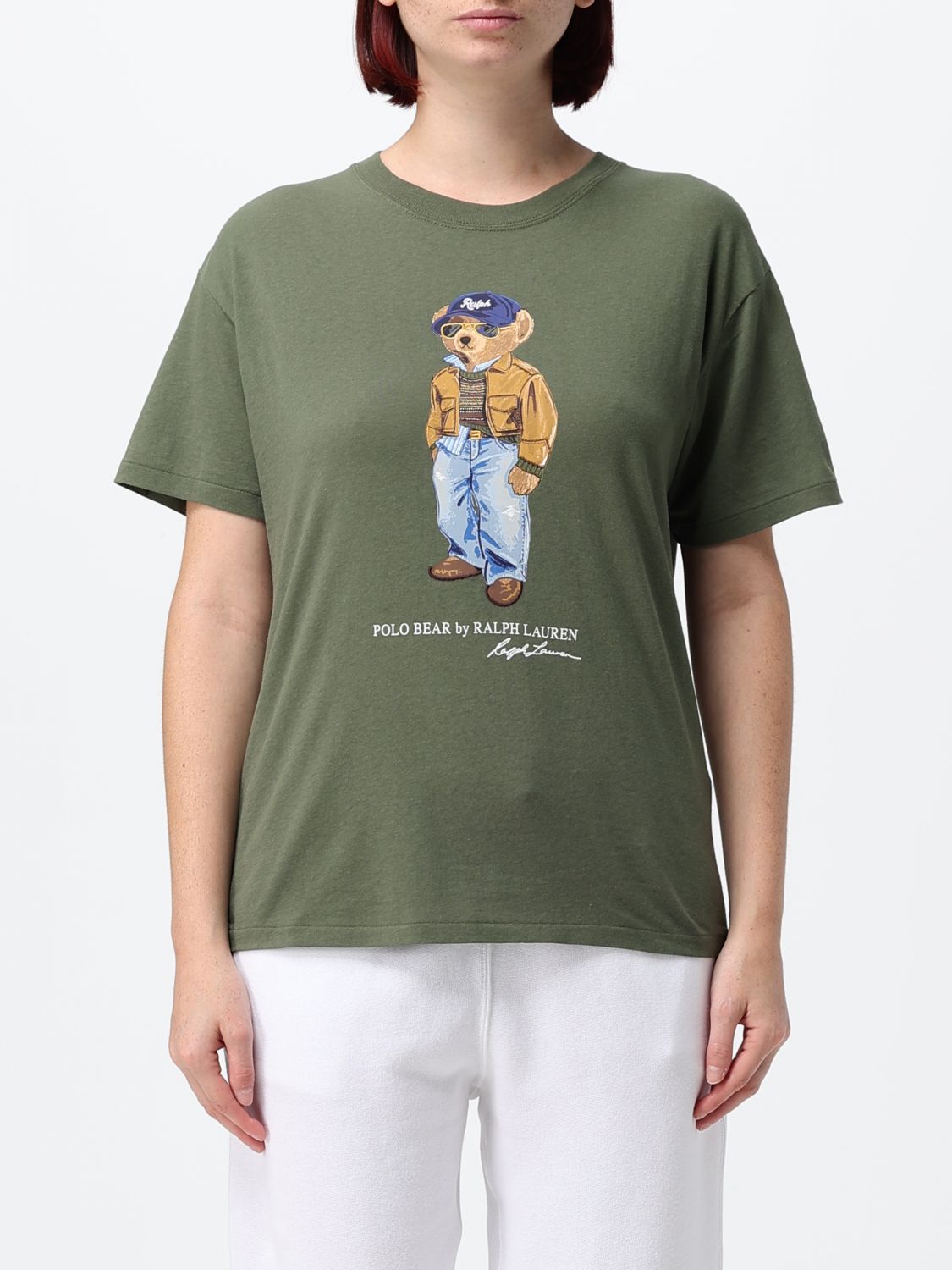 POLO RALPH LAUREN T-shirt slim fit in cotone con stampa Teddy Bear