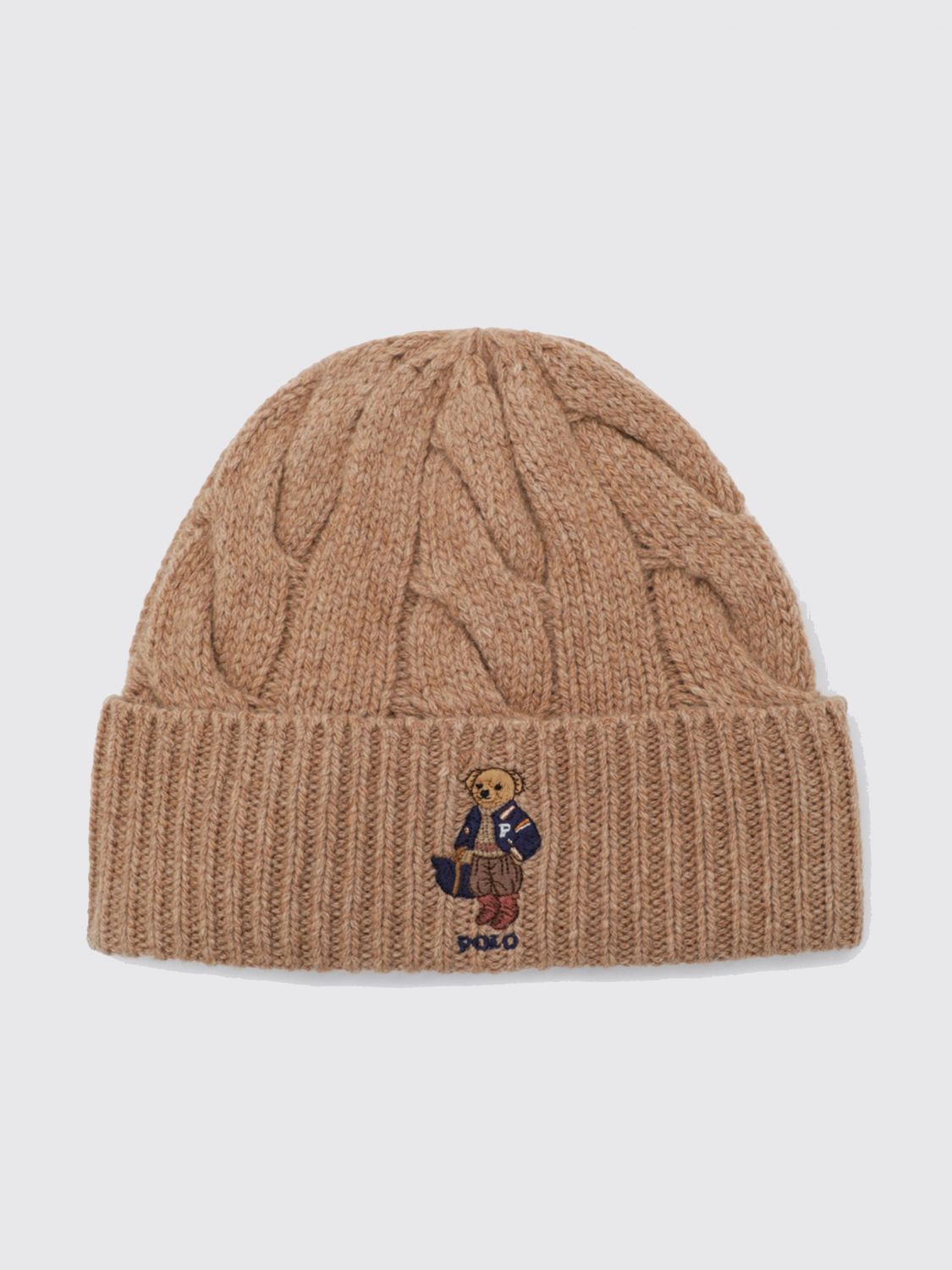 POLO RALPH LAUREN Cappello beanie in misto lana intrecciata con risvolto