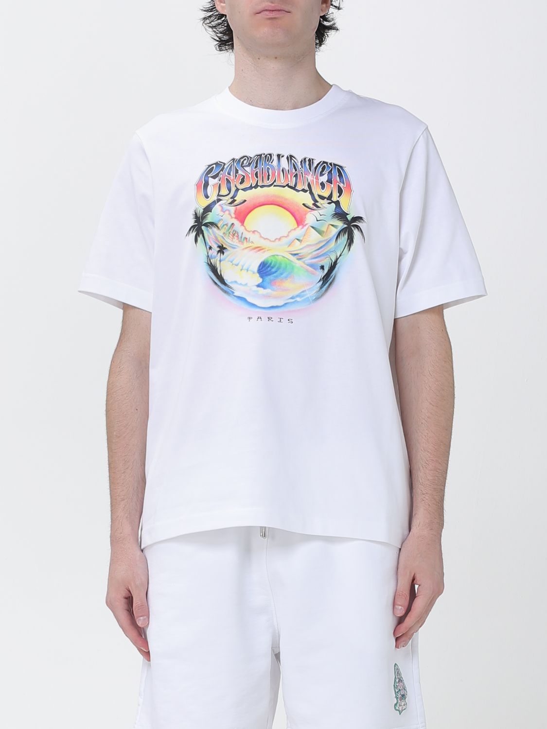 CASABLANCA T-shirt in cotone organico con scollo a girocollo e stampa logo