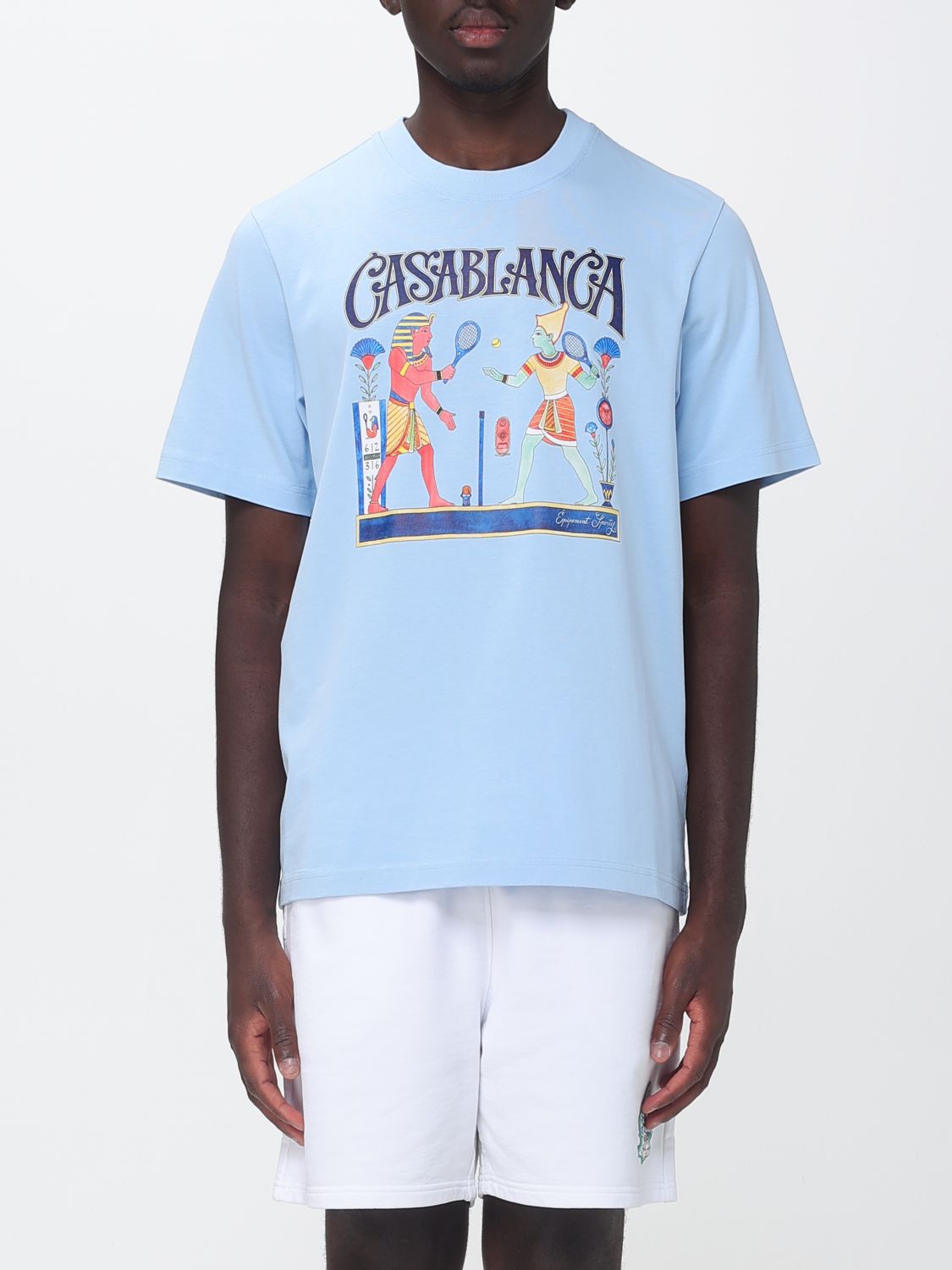 CASABLANCA T-shirt in cotone organico con scollo a girocollo e stampa logo