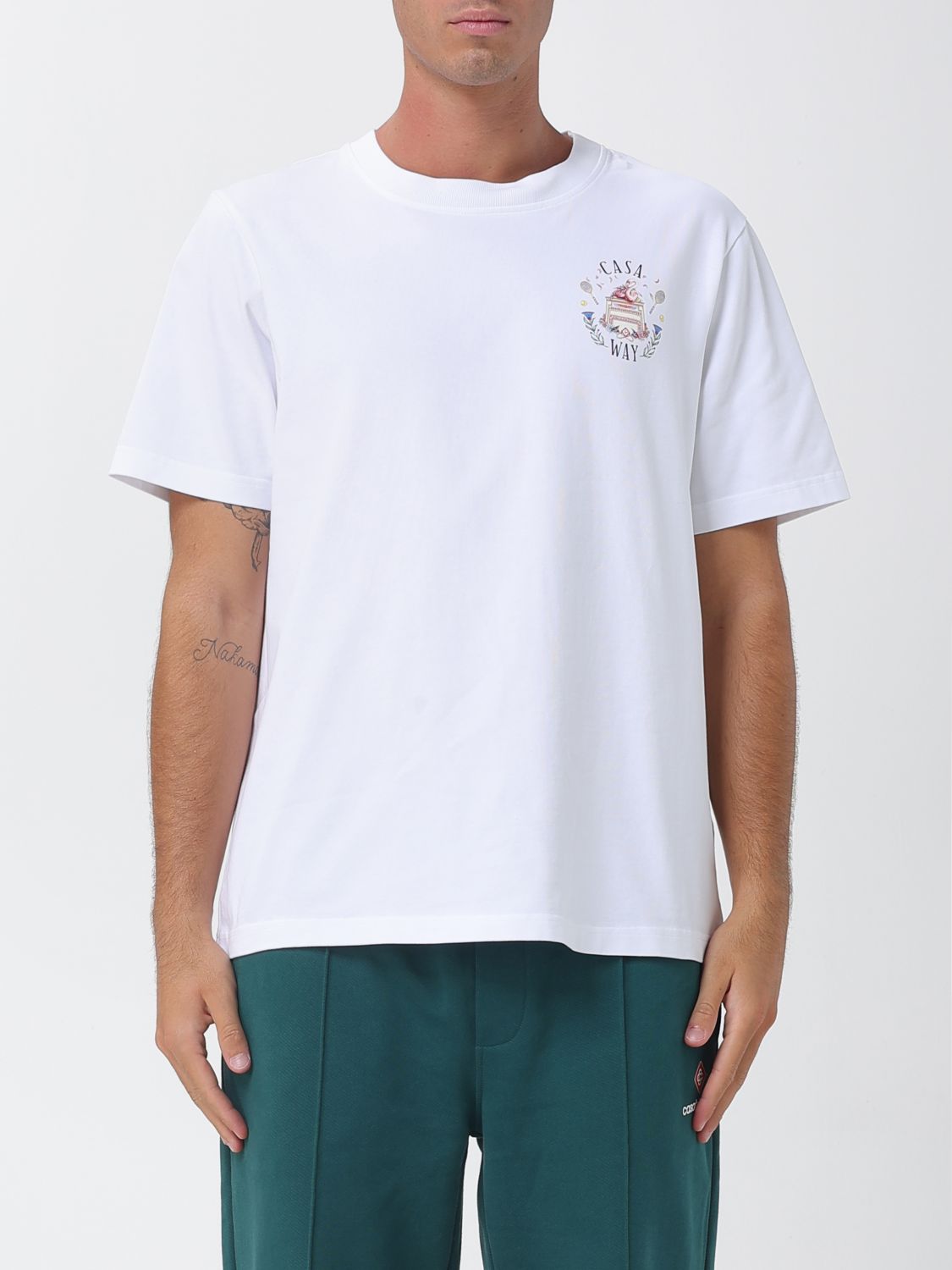 CASABLANCA Organic Cotton Crew Neck T-Shirt with Logo Print