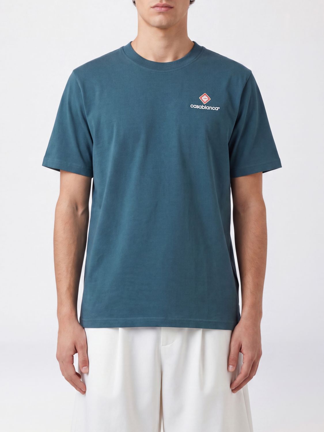 CASABLANCA Organic Cotton Crew Neck T-Shirt with Logo Print