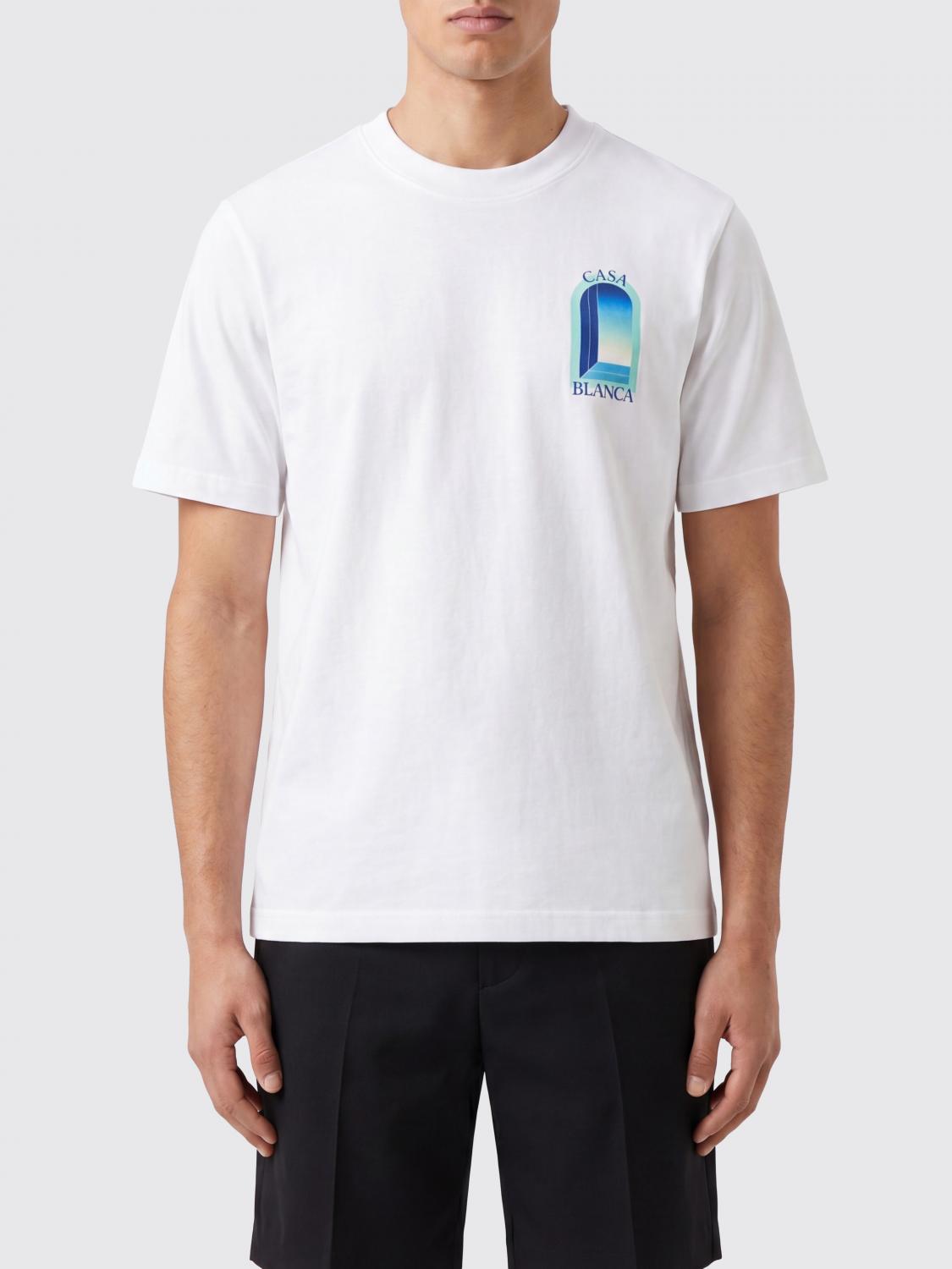 CASABLANCA T-shirt in cotone organico con scollo a girocollo e stampa logo