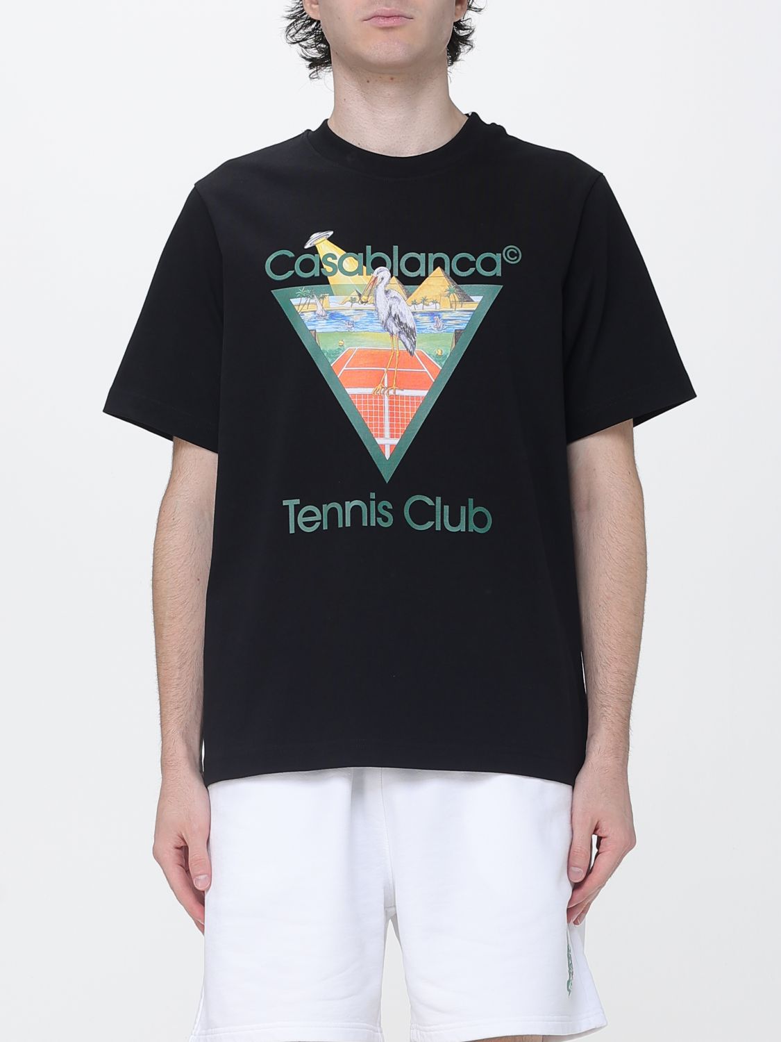 CASABLANCA T-shirt in cotone organico con scollo a girocollo e stampa logo