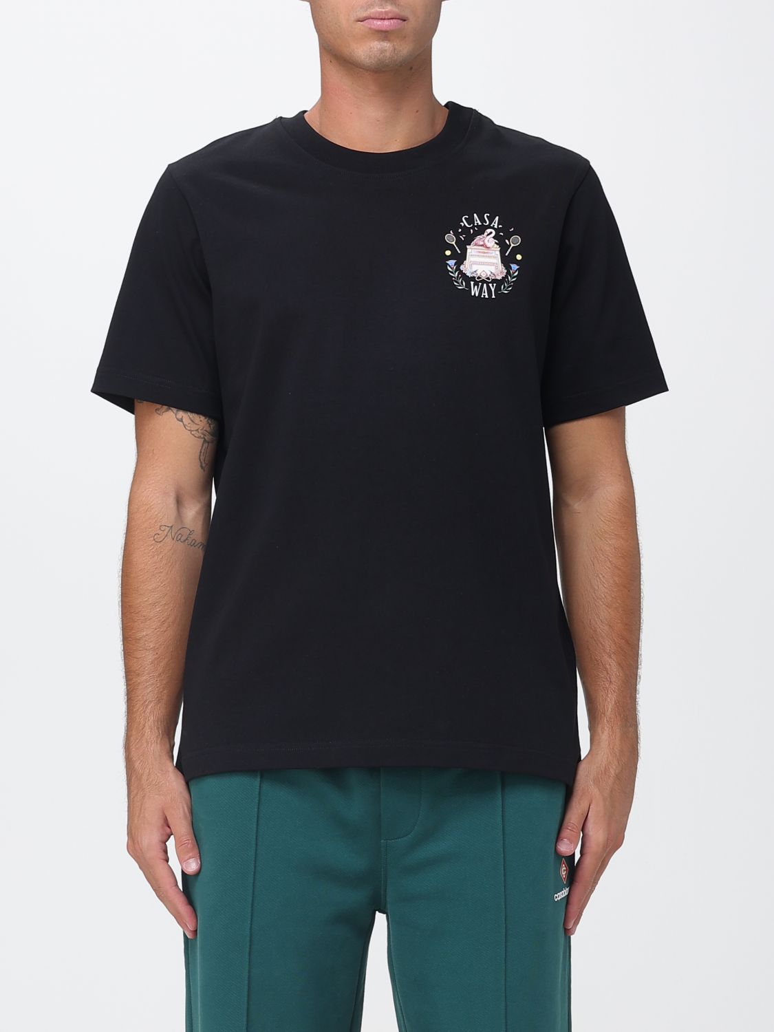 CASABLANCA Organic Cotton Crew Neck T-Shirt with Logo Print