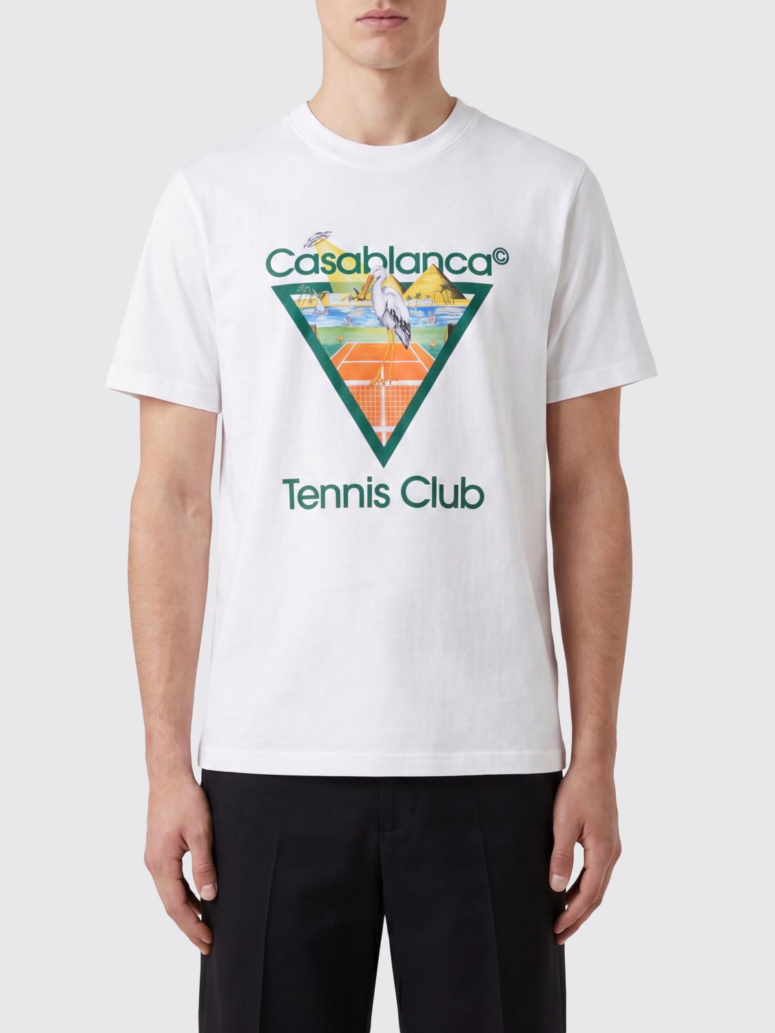 CASABLANCA T-shirt in cotone organico con scollo a girocollo e stampa logo