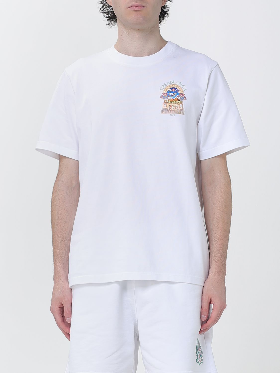 CASABLANCA Organic Cotton Crew Neck T-Shirt with Logo Print　CASABLANCA オーガニックコットン ロゴプリント クルーネック Tシャツ CASABLANCA