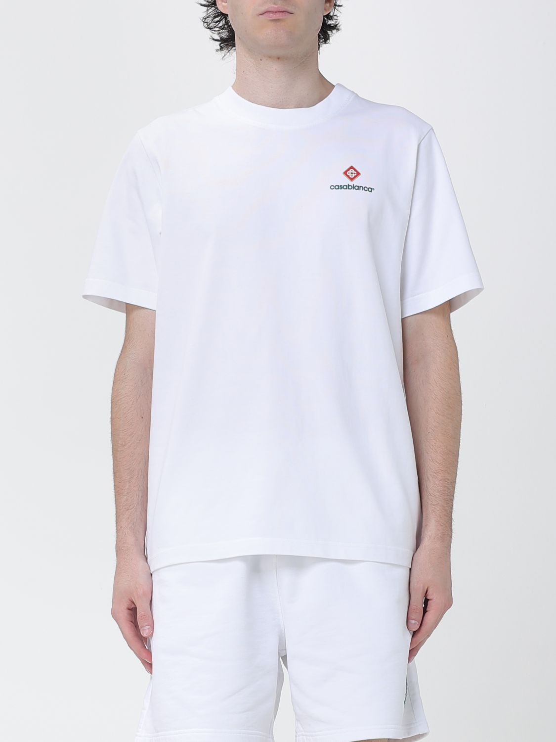 CASABLANCA T-shirt in cotone organico con scollo a girocollo e stampa logo