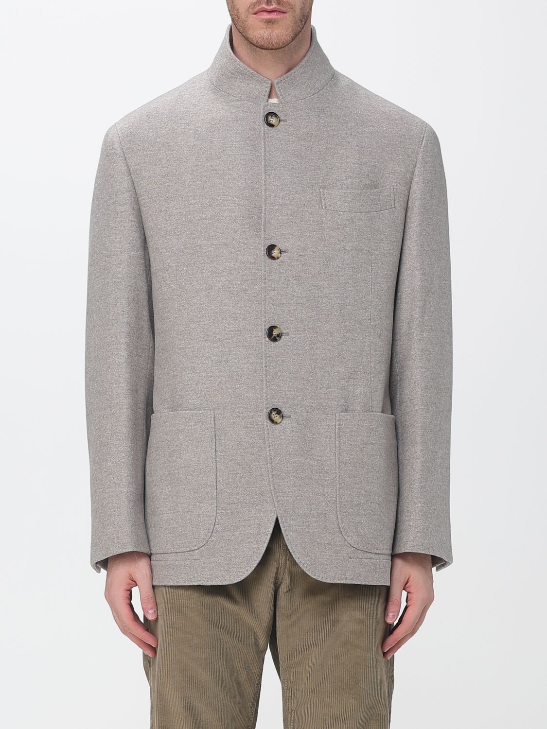 BRUNELLO CUCINELLI Cappotto corto monopetto in cashmere idrorepellente con collo alto
