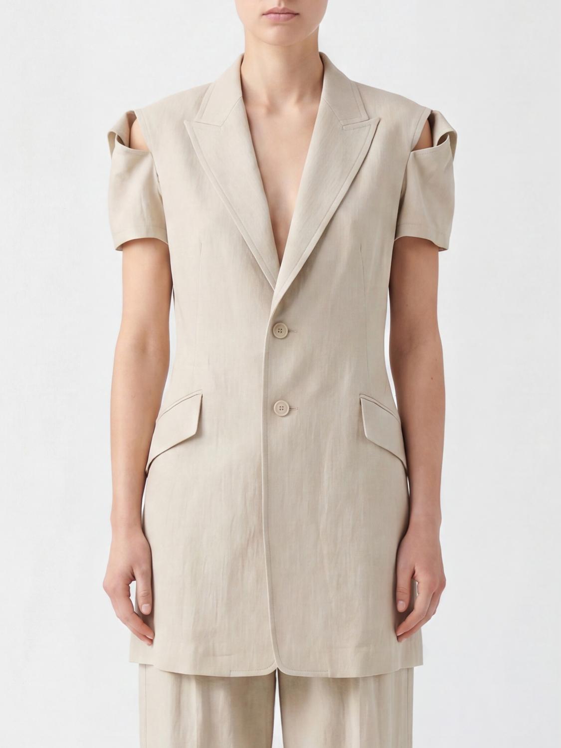 Y'S Blazer monopetto in misto lino e cotone con dettagli cut-out e rever
