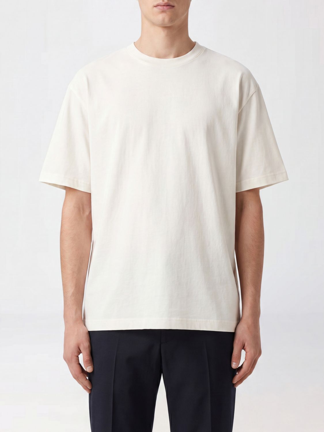 Y'S T-shirt a maniche corte in cotone con scollo a girocollo e spalle scese