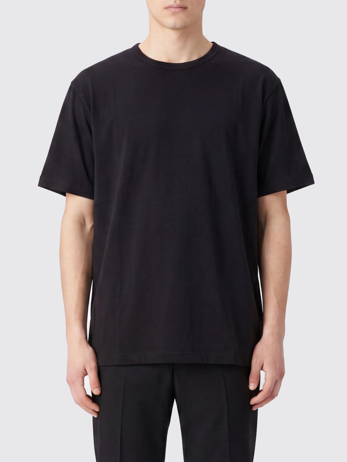 Y'S T-shirt a maniche corte in cotone con scollo a girocollo e spalle scese