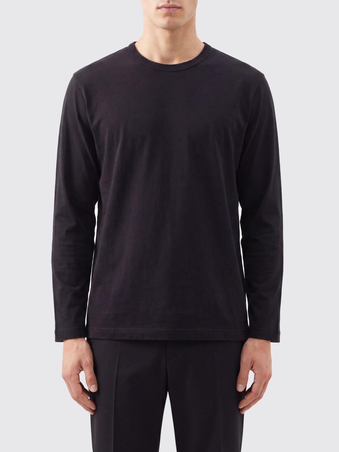 Y'S T-shirt a maniche lunghe in cotone con scollo a girocollo e spalle regolari