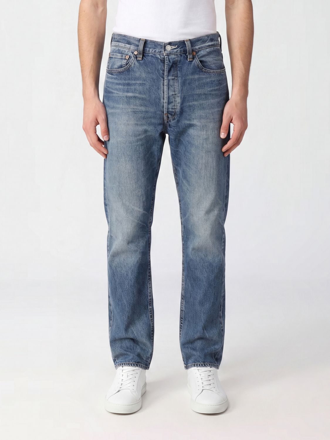 Y'S Jeans straight fit in denim di cotone indaco a cinque tasche