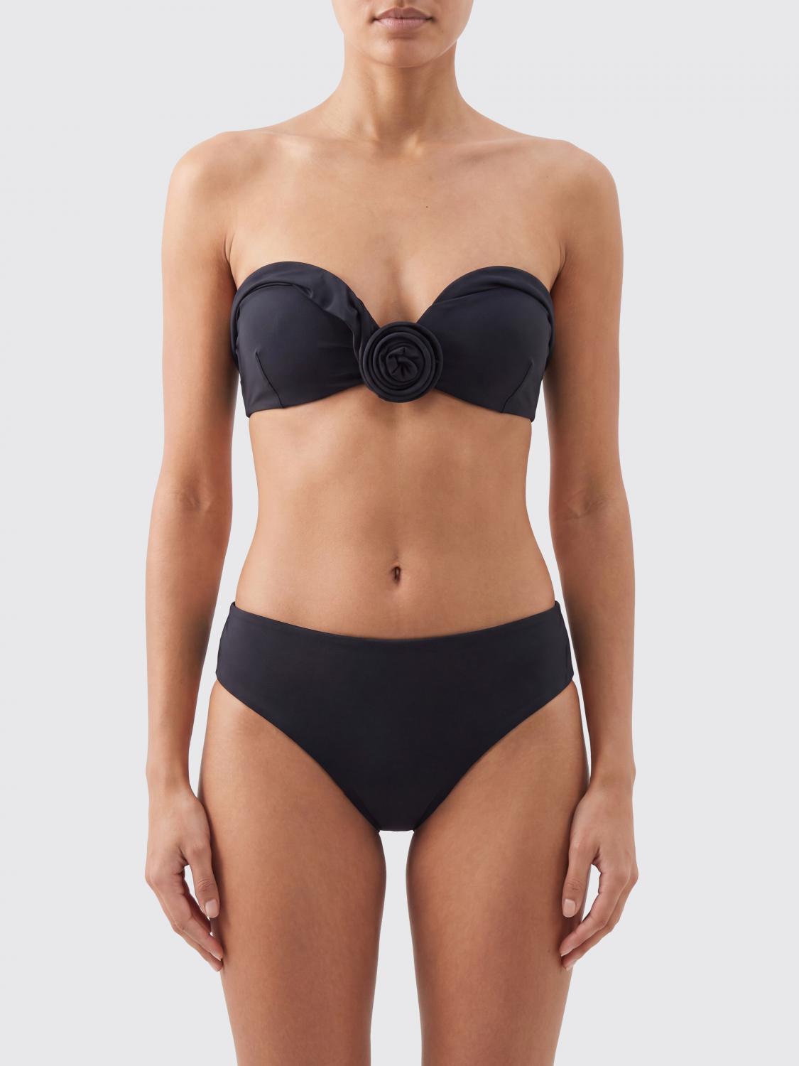 MAGDA BUTRYM Top bikini a cuore con spalle scoperte e applicazione floreale