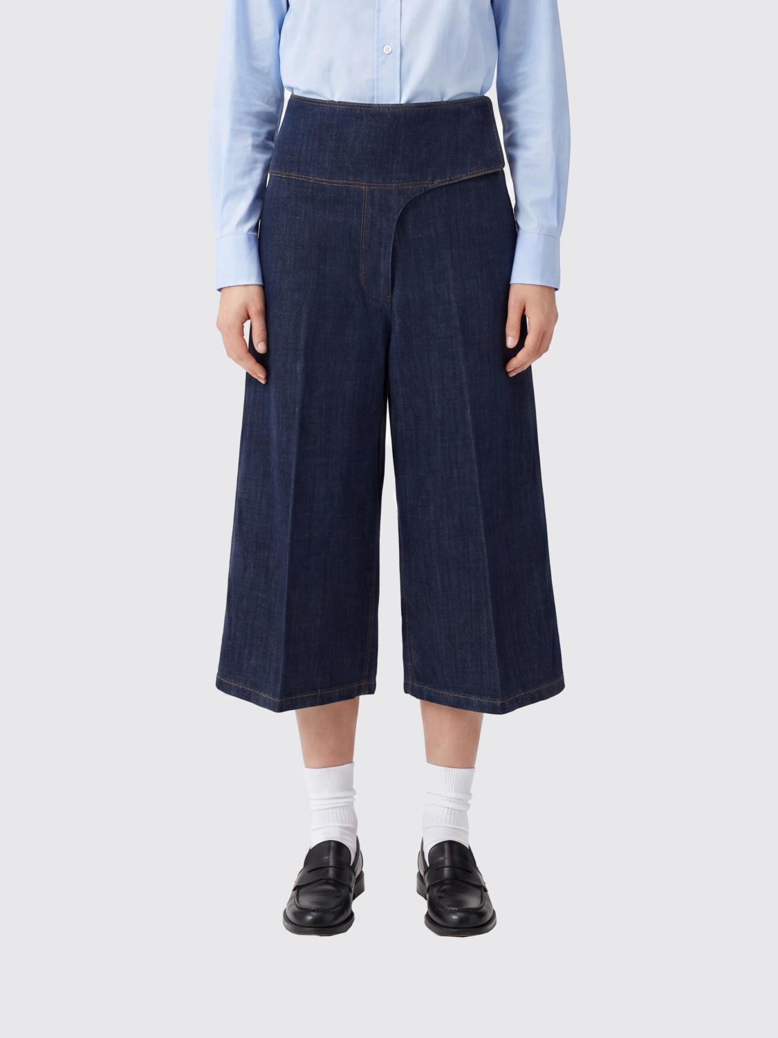 AMI PARIS Pantaloncini a vita alta in denim di cotone al ginocchio