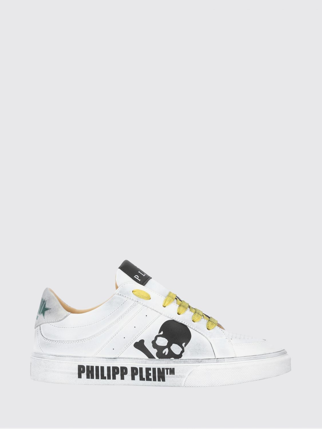 PHILIPP PLEIN Retrokickz TM Low-Top Leather Sneakers with Skull Print