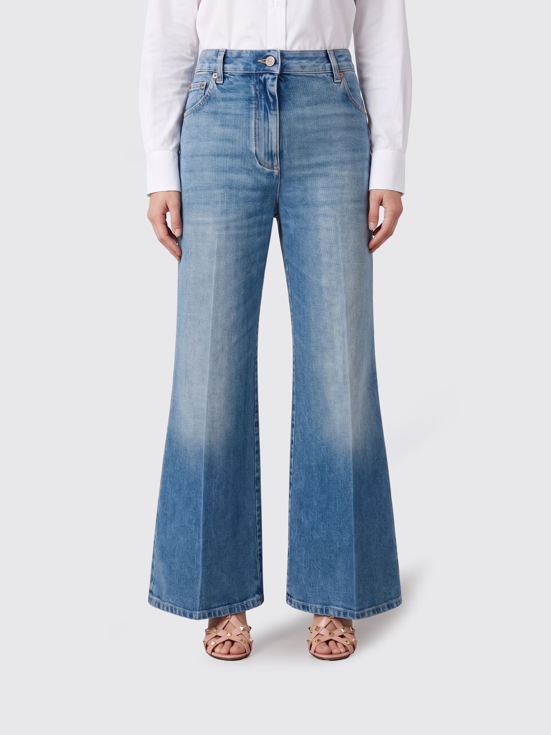 VALENTINO GARAVANI High-Waisted Flare Jeans in Cotton Denim
