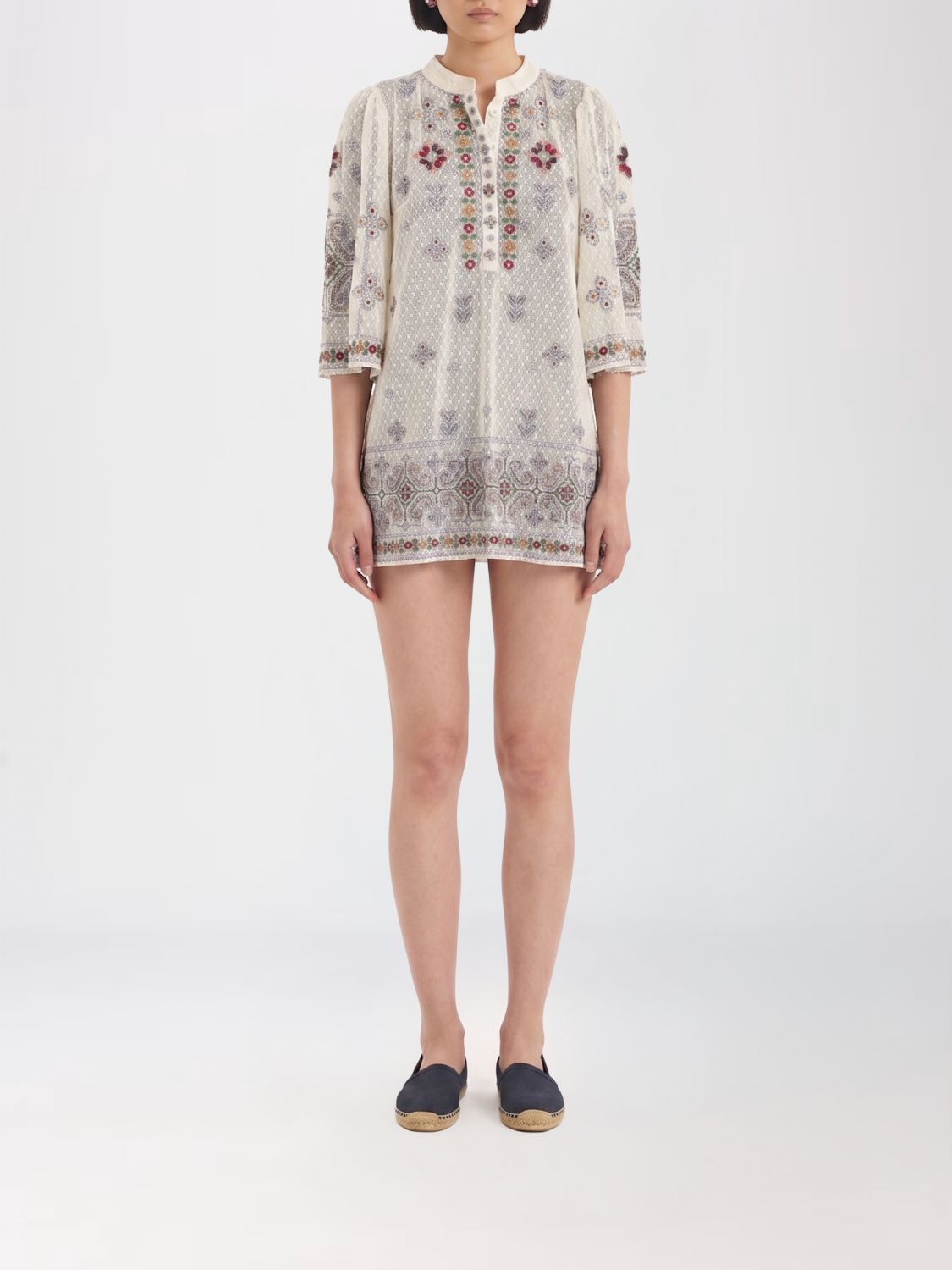 ANTIK BATIK Dana Mini Shirt Dress in Cotton with Ethnic Print