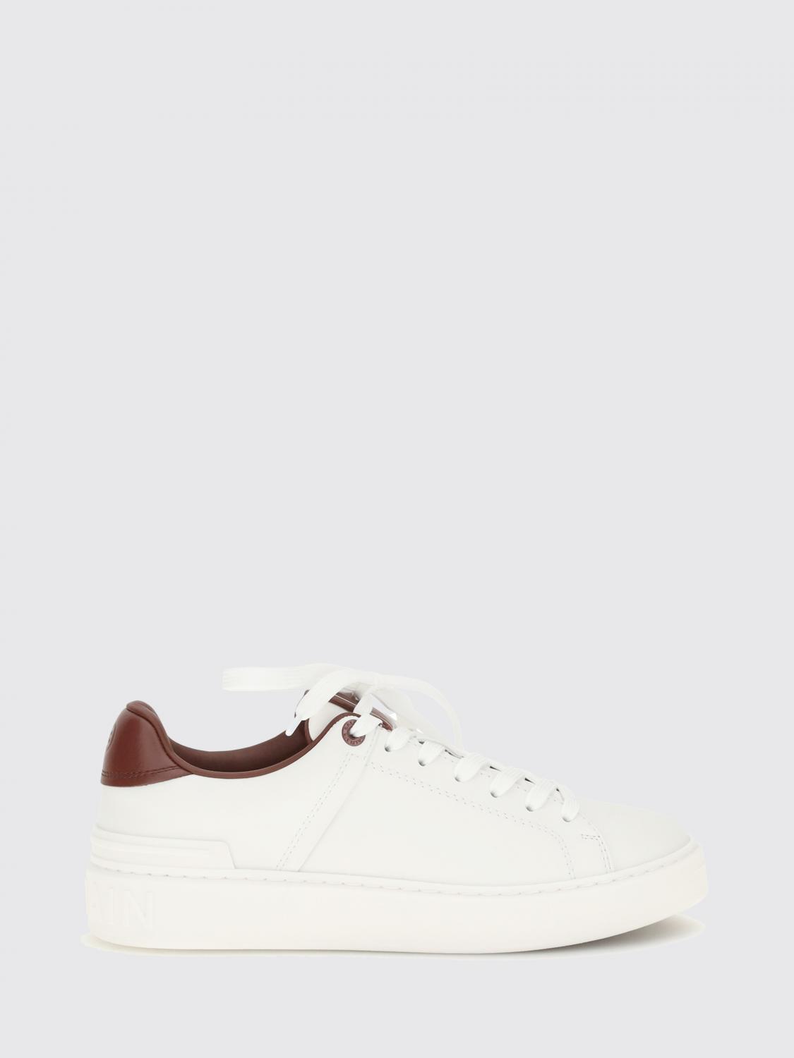 BALMAIN B-Court Smooth Leather Sneakers with Printed Logo