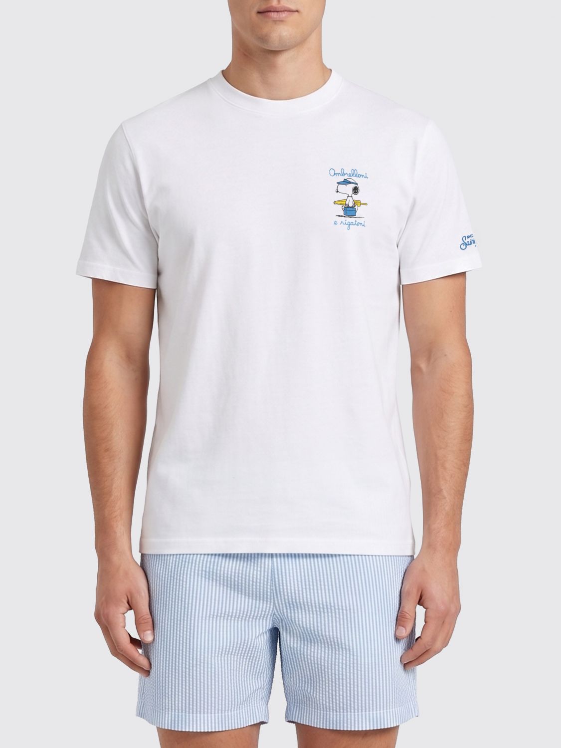 MC2 SAINT BARTH Rundhals-T-Shirt aus Baumwolle mit Grafik- und Slogan-Print