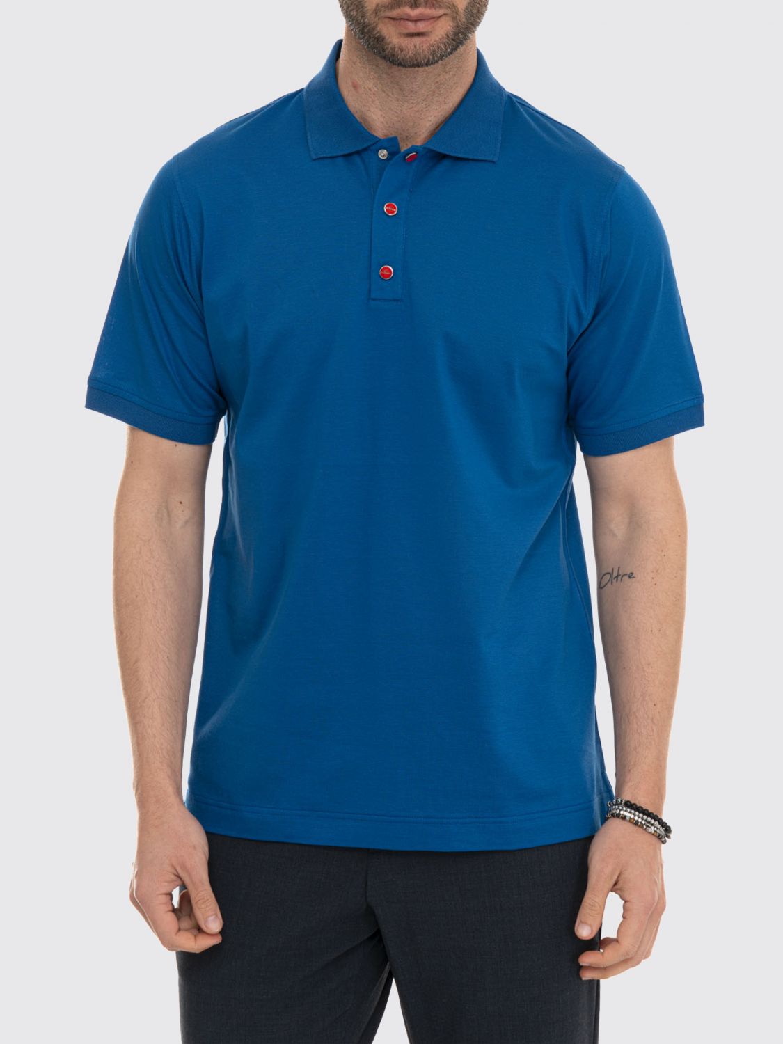 KITON Polo a maniche corte in 100% cotone con colletto classico