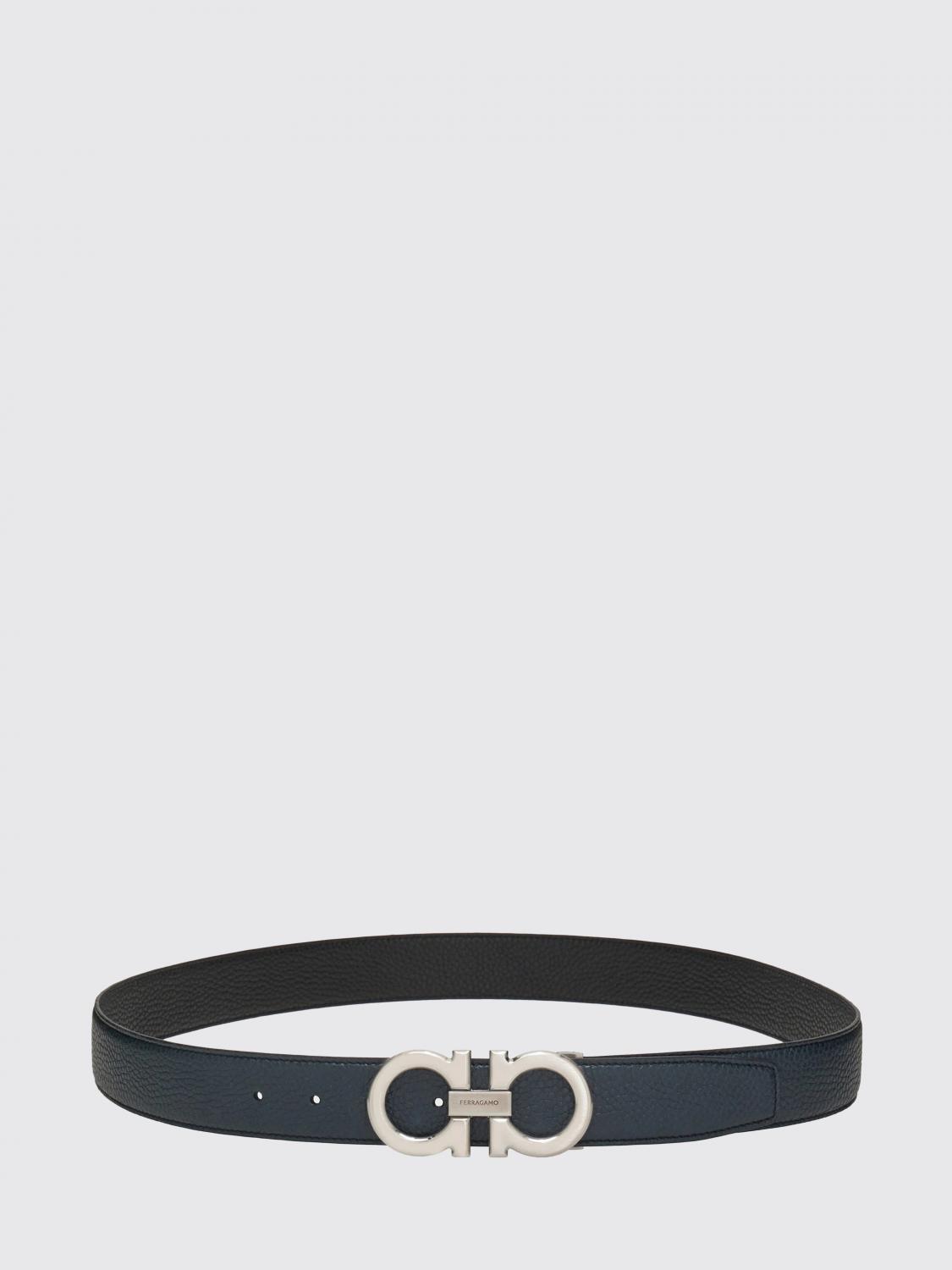 FERRAGAMO Gancini Reversible and Adjustable Belt in Hammered Calfskin