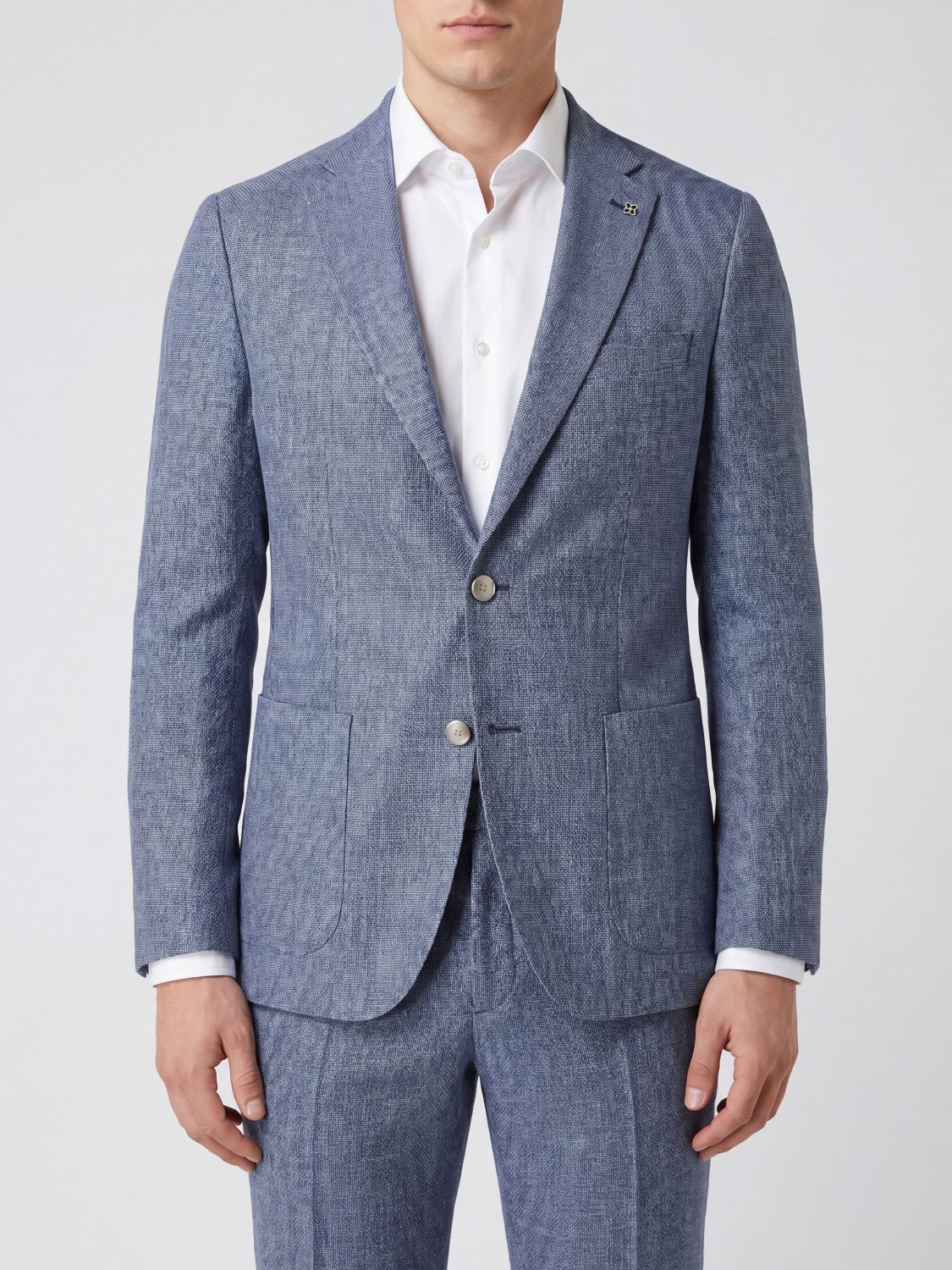 TAGLIATORE Blazer monopetto in misto lino e cotone con rever classico