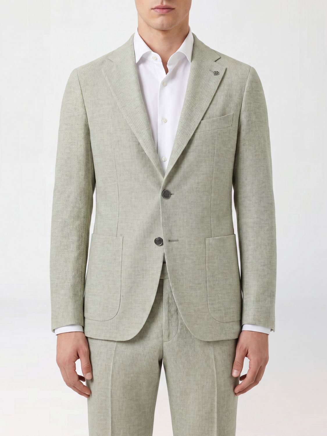 TAGLIATORE Single-Breasted Blazer in Cotton Blend with Peak Lapels TAGLIATORE