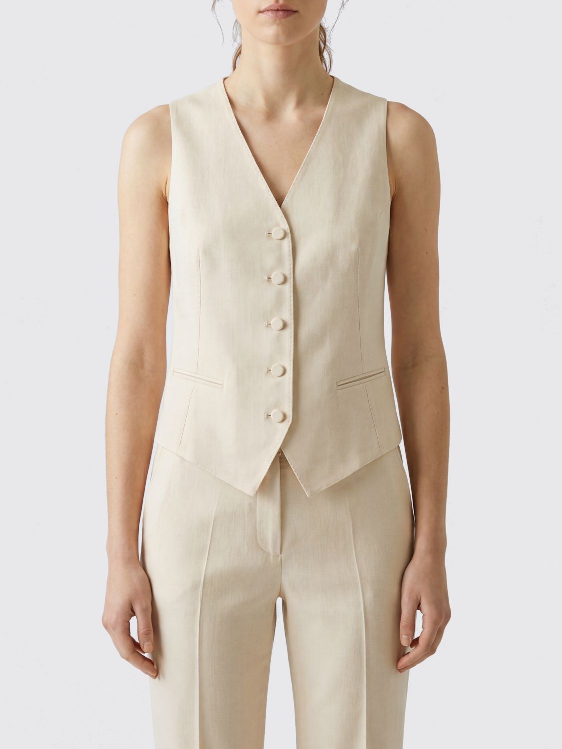 TAGLIATORE Single-Breasted Slim Fit Tailored Linen Waistcoat　TAGLIATORE シングルブレスト スリムフィット テーラード リネン チョッキ TAGLIATORE