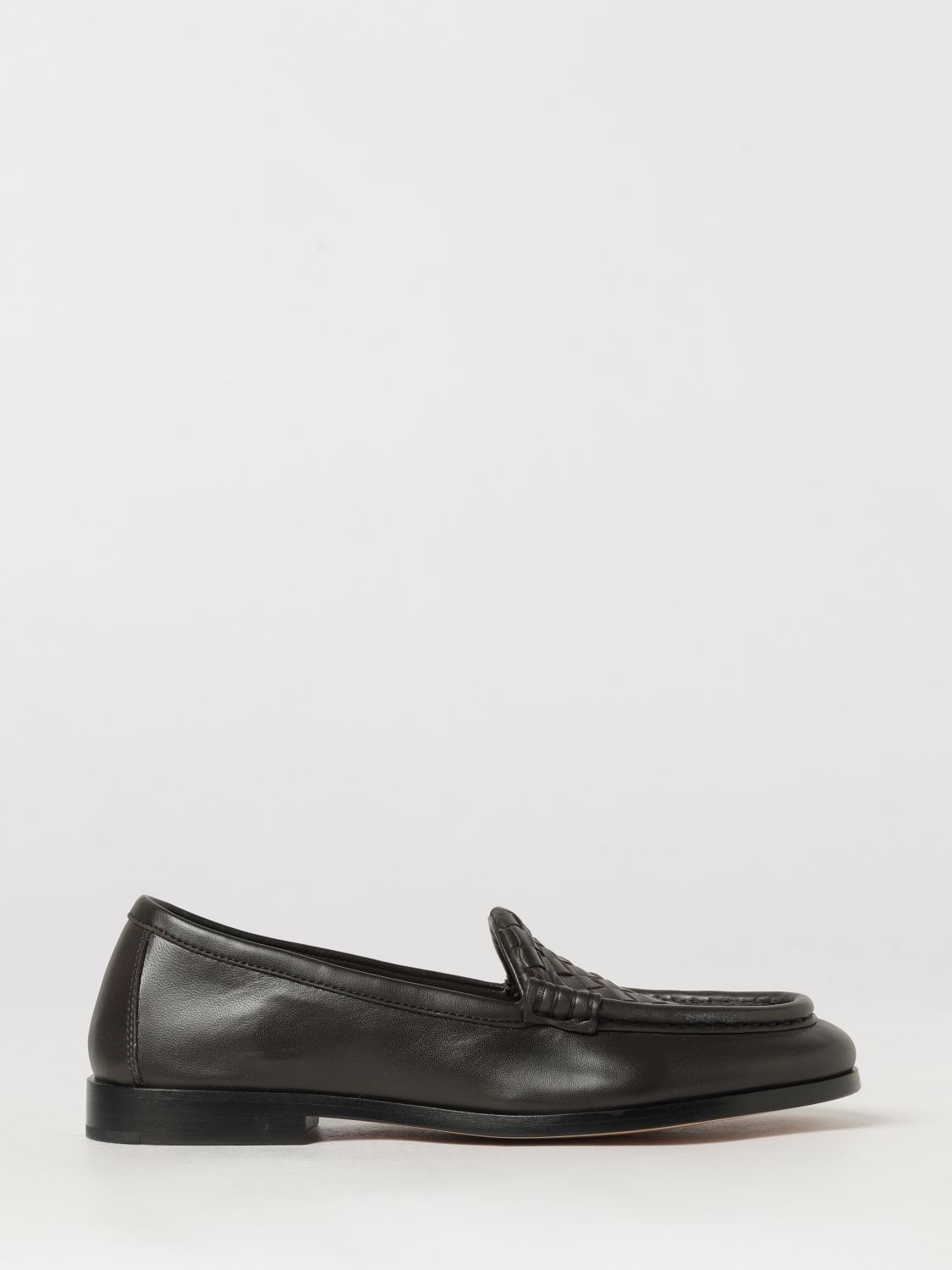 BOTTEGA VENETA Silenzio Intrecciato Leather Loafers with Low Heel