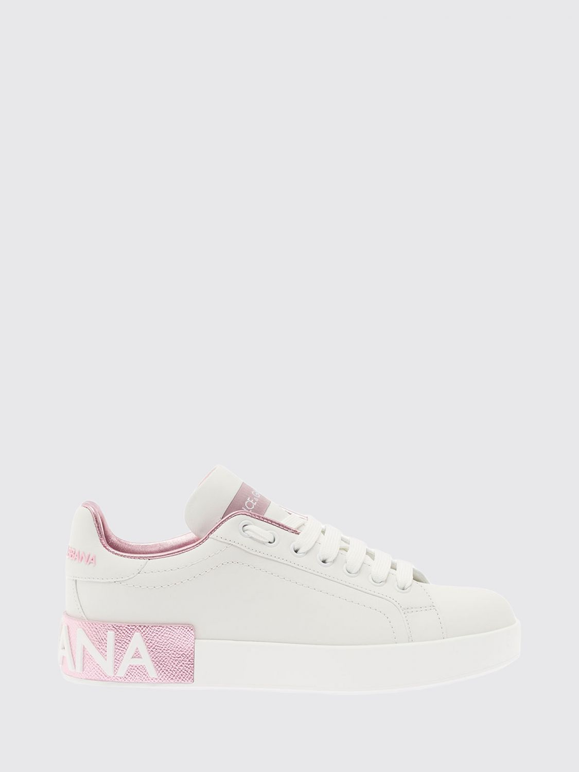 DOLCE & GABBANA Portofino Sneaker aus Kalbsleder mit Logo und goldenen Details