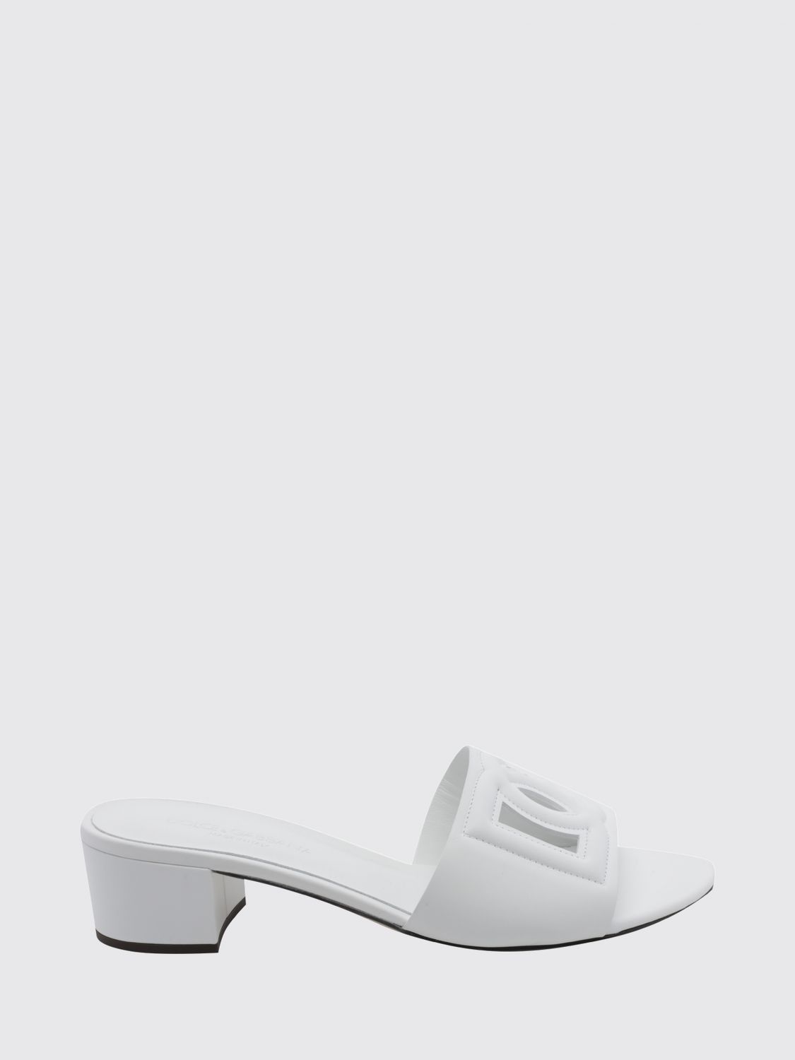 DOLCE & GABBANA Calfskin Mules with Cut-Out DG Monogram