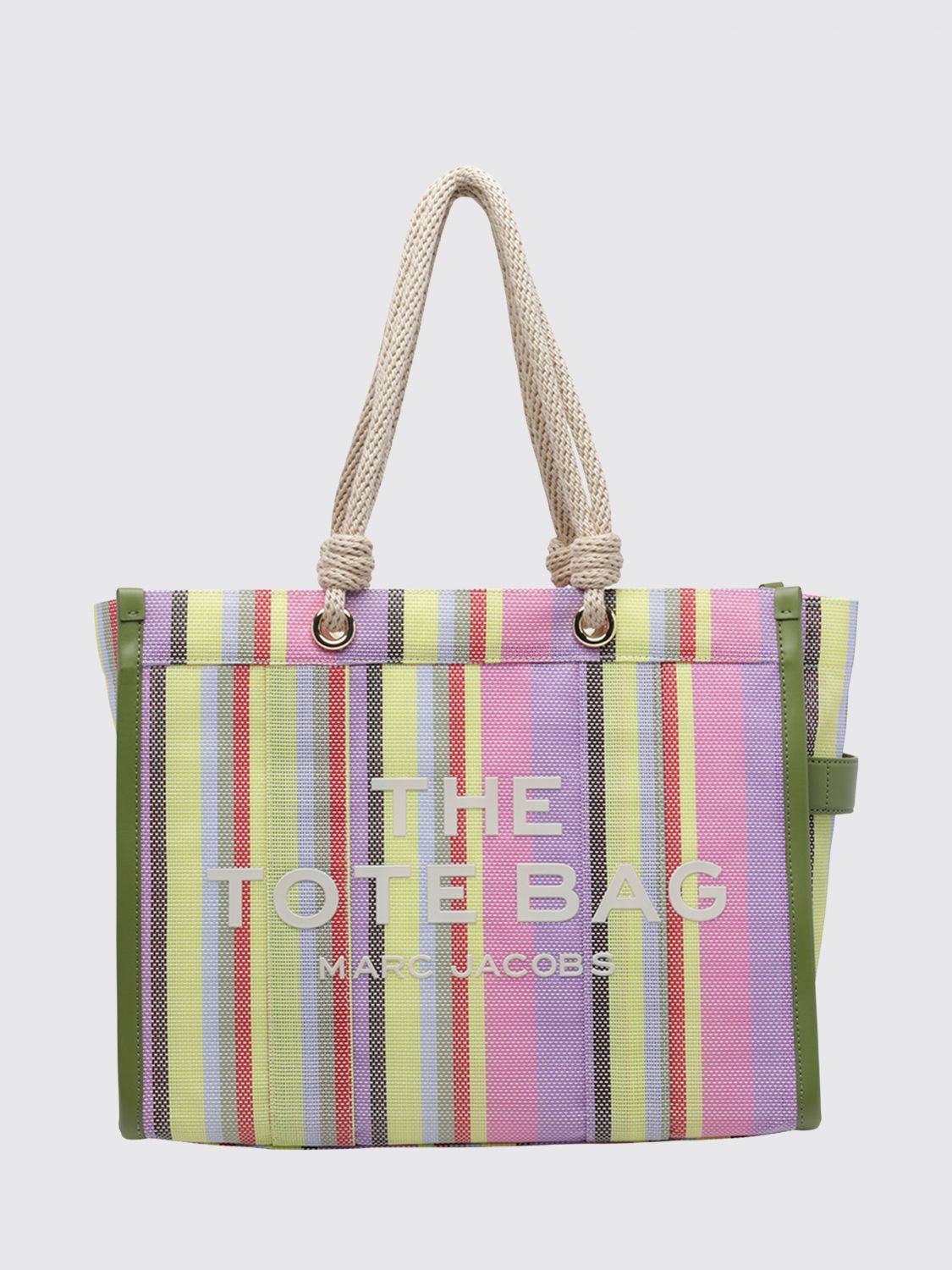 MARC JACOBS The Large Tote Bag in Multicolor Striped Mesh with Knotted Handles MARC